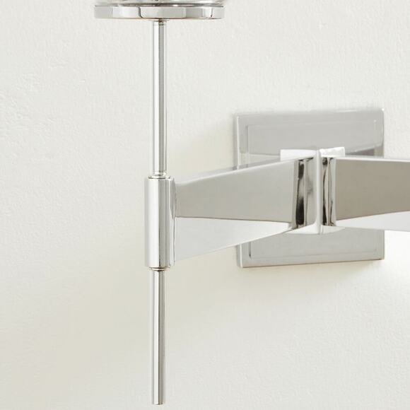 Pottery Barn Linden Double Sconce 17" Lighting Chrome Clear NEW NIB - Picture 2 of 7